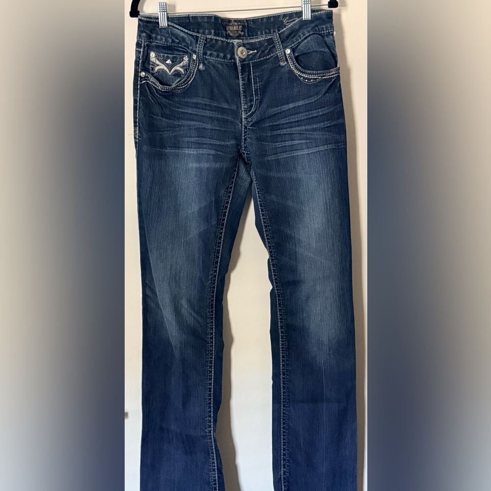 Classic Hydraulic Denim Straight Leg Jeans